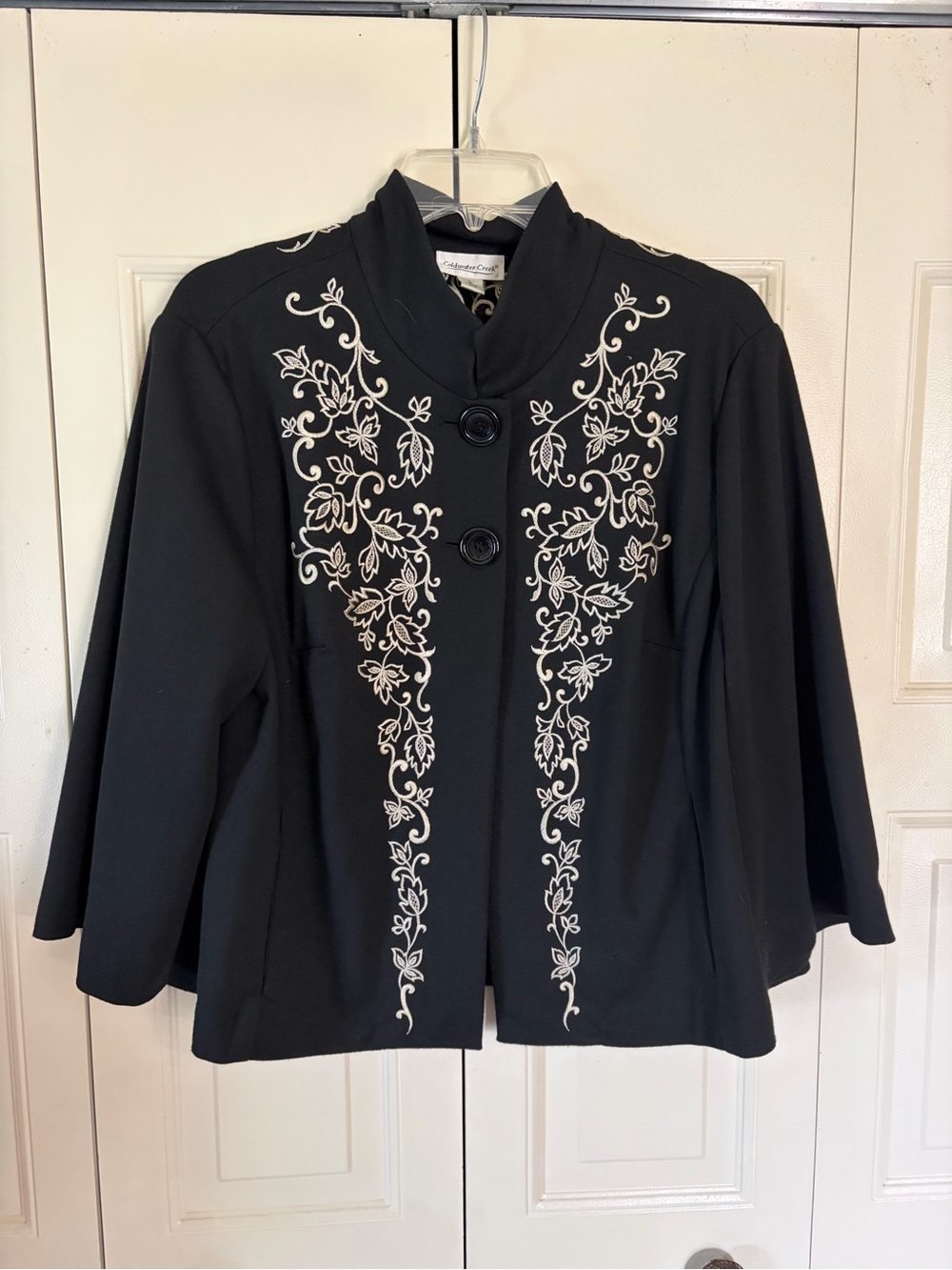 Vintage Coldwater Creek Dark CottageCore Swing Jacket LG Embrodiery Whimsigoth